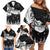 New Zealand Kea Bird Family Matching Off Shoulder Short Dress and Hawaiian Shirt Maori Tattoo and Silver Fern Black Color