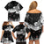 New Zealand Kea Bird Family Matching Off Shoulder Short Dress and Hawaiian Shirt Maori Tattoo and Silver Fern Black Color