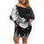 New Zealand Kea Bird Family Matching Off Shoulder Short Dress and Hawaiian Shirt Maori Tattoo and Silver Fern Black Color