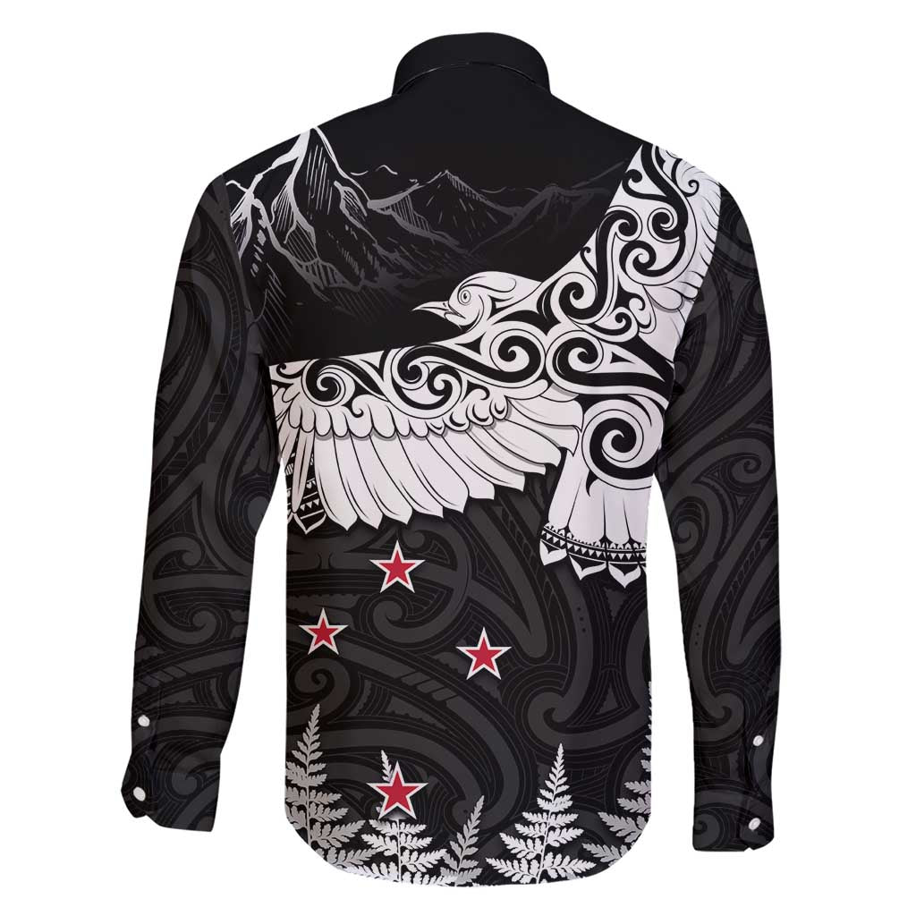 New Zealand Kea Bird Family Matching Short Sleeve Bodycon Dress and Hawaiian Shirt Maori Tattoo and Silver Fern Black Color