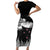 New Zealand Kea Bird Short Sleeve Bodycon Dress Maori Tattoo and Silver Fern Black Color