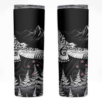 New Zealand Kea Bird Skinny Tumbler Maori Tattoo and Silver Fern Black Color