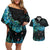 New Zealand Kea Bird Couples Matching Off Shoulder Short Dress and Hawaiian Shirt Maori Tattoo and Silver Fern Paua Shell Style