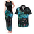 New Zealand Kea Bird Couples Matching Tank Maxi Dress and Hawaiian Shirt Maori Tattoo and Silver Fern Paua Shell Style