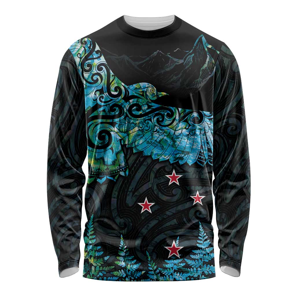 New Zealand Kea Bird Long Sleeve Shirt Maori Tattoo and Silver Fern Paua Shell Style