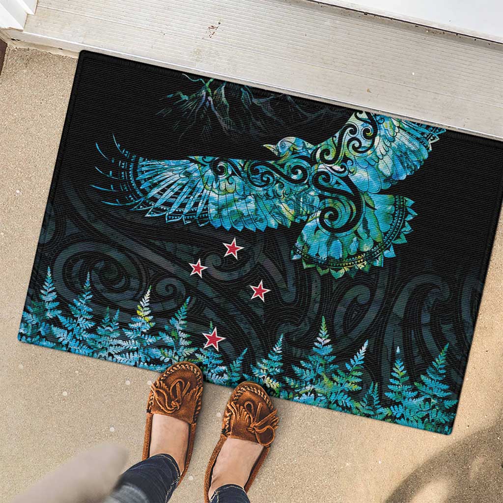 New Zealand Kea Bird Rubber Doormat Maori Tattoo and Silver Fern Paua Shell Style LT03 - Polynesian Pride