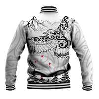 New Zealand Kea Bird Baseball Jacket Maori Tattoo and Silver Fern White Color LT03 - Polynesian Pride