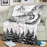 New Zealand Kea Bird Blanket Maori Tattoo and Silver Fern White Color LT03 - Polynesian Pride