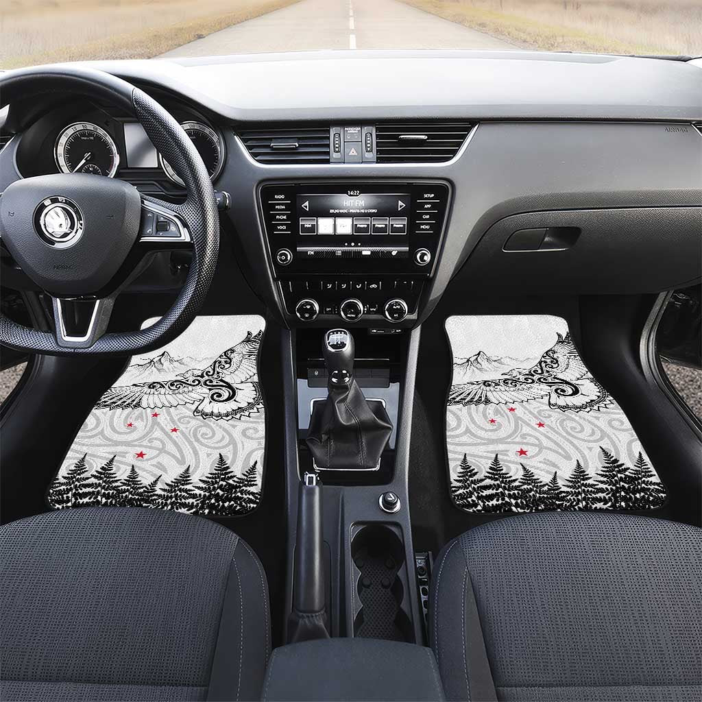 New Zealand Kea Bird Car Mats Maori Tattoo and Silver Fern White Color