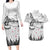 New Zealand Kea Bird Couples Matching Long Sleeve Bodycon Dress and Hawaiian Shirt Maori Tattoo and Silver Fern White Color