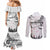 New Zealand Kea Bird Couples Matching Mermaid Dress and Long Sleeve Button Shirt Maori Tattoo and Silver Fern White Color