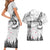 New Zealand Kea Bird Couples Matching Short Sleeve Bodycon Dress and Hawaiian Shirt Maori Tattoo and Silver Fern White Color