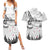 New Zealand Kea Bird Couples Matching Summer Maxi Dress and Hawaiian Shirt Maori Tattoo and Silver Fern White Color