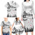 New Zealand Kea Bird Family Matching Long Sleeve Bodycon Dress and Hawaiian Shirt Maori Tattoo and Silver Fern White Color