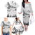 New Zealand Kea Bird Family Matching Off The Shoulder Long Sleeve Dress and Hawaiian Shirt Maori Tattoo and Silver Fern White Color