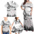 New Zealand Kea Bird Family Matching Off Shoulder Maxi Dress and Hawaiian Shirt Maori Tattoo and Silver Fern White Color