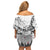 New Zealand Kea Bird Family Matching Off Shoulder Short Dress and Hawaiian Shirt Maori Tattoo and Silver Fern White Color