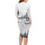 New Zealand Kea Bird Long Sleeve Bodycon Dress Maori Tattoo and Silver Fern White Color