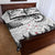 New Zealand Kea Bird Quilt Bed Set Maori Tattoo and Silver Fern White Color