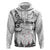 New Zealand Kea Bird Zip Hoodie Maori Tattoo and Silver Fern White Color