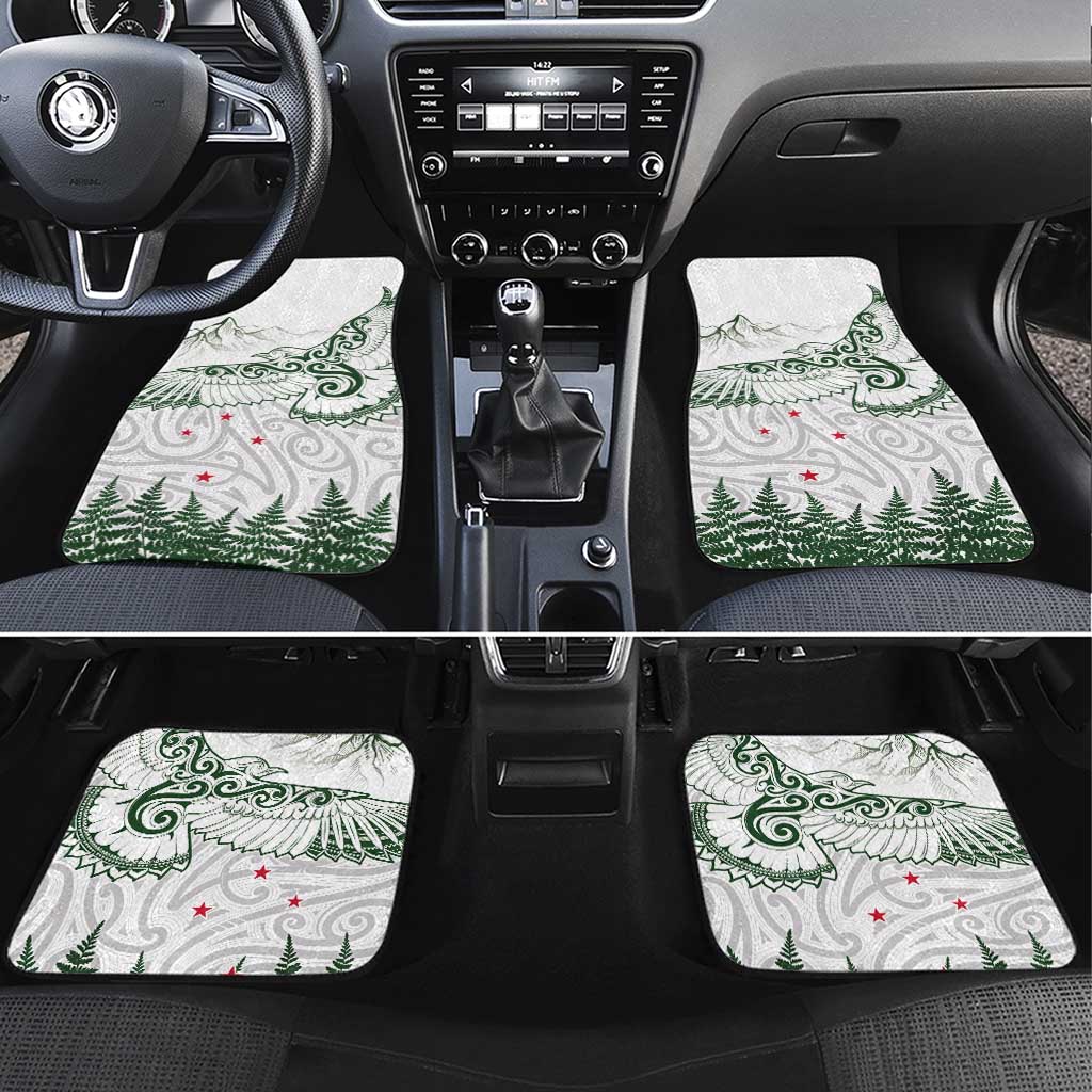 New Zealand Kea Bird Car Mats Maori Tattoo and Silver Fern Green Color