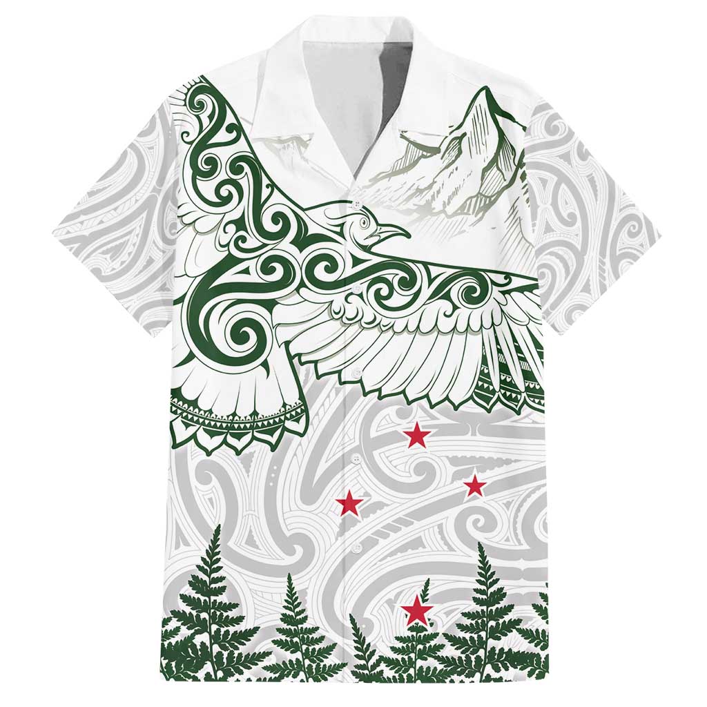 New Zealand Kea Bird Family Matching Long Sleeve Bodycon Dress and Hawaiian Shirt Maori Tattoo and Silver Fern Green Color