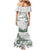 New Zealand Kea Bird Family Matching Mermaid Dress and Hawaiian Shirt Maori Tattoo and Silver Fern Green Color