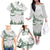 New Zealand Kea Bird Family Matching Off The Shoulder Long Sleeve Dress and Hawaiian Shirt Maori Tattoo and Silver Fern Green Color