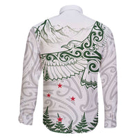 New Zealand Kea Bird Family Matching Off Shoulder Maxi Dress and Hawaiian Shirt Maori Tattoo and Silver Fern Green Color