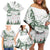 New Zealand Kea Bird Family Matching Off Shoulder Short Dress and Hawaiian Shirt Maori Tattoo and Silver Fern Green Color