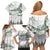 New Zealand Kea Bird Family Matching Off Shoulder Short Dress and Hawaiian Shirt Maori Tattoo and Silver Fern Green Color