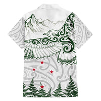 New Zealand Kea Bird Family Matching Puletasi and Hawaiian Shirt Maori Tattoo and Silver Fern Green Color