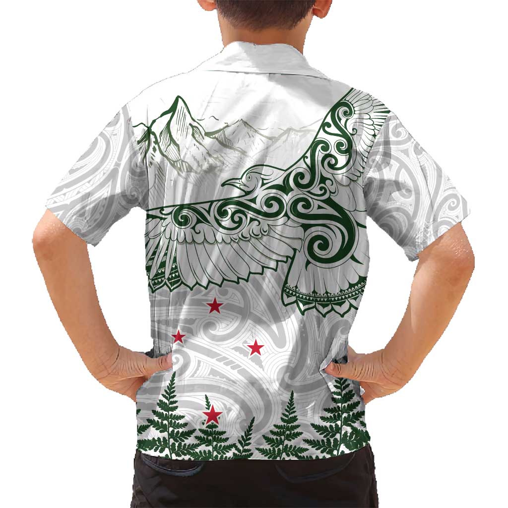 New Zealand Kea Bird Family Matching Summer Maxi Dress and Hawaiian Shirt Maori Tattoo and Silver Fern Green Color
