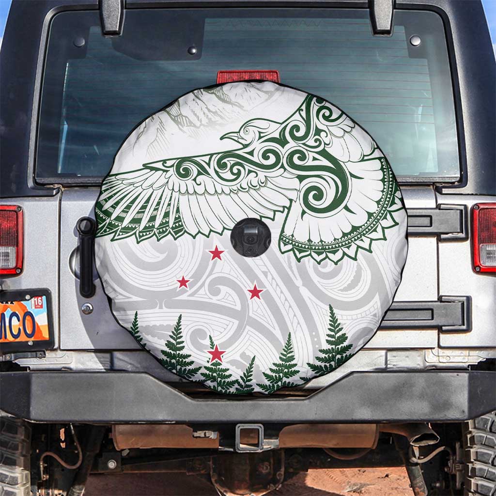 New Zealand Kea Bird Spare Tire Cover Maori Tattoo and Silver Fern Green Color