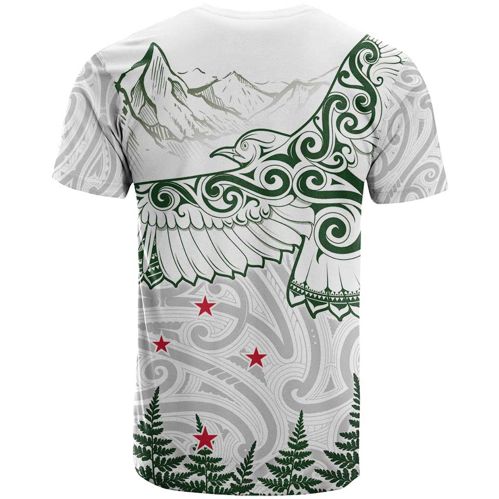 New Zealand Kea Bird T Shirt Maori Tattoo and Silver Fern Green Color