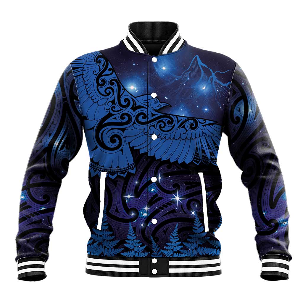 New Zealand Kea Bird Baseball Jacket Maori Tattoo and Silver Fern Matariki Style