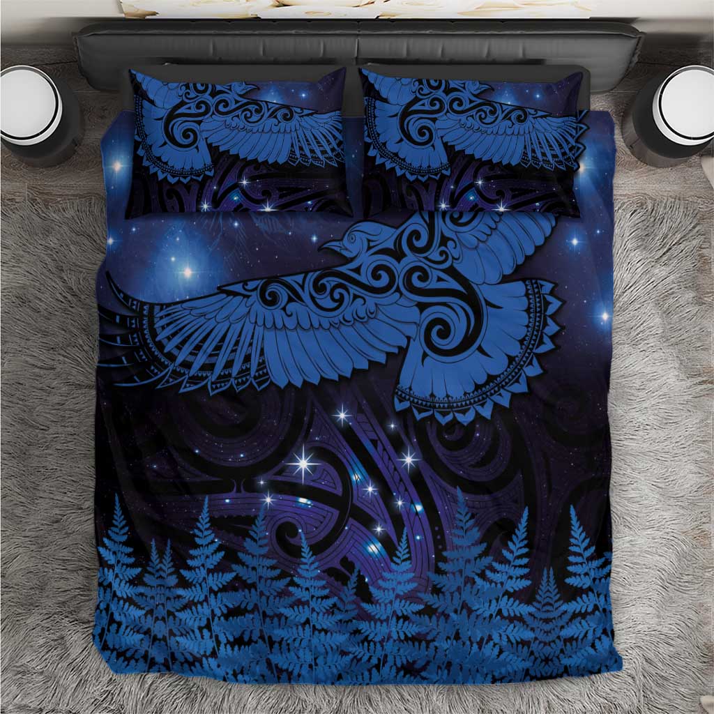 New Zealand Kea Bird Bedding Set Maori Tattoo and Silver Fern Matariki Style