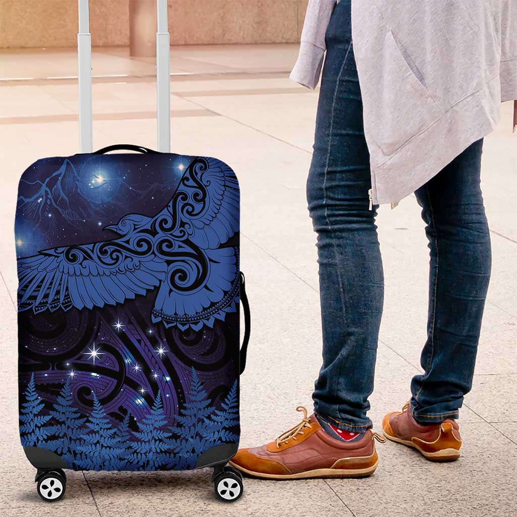 New Zealand Kea Bird Luggage Cover Maori Tattoo and Silver Fern Matariki Style