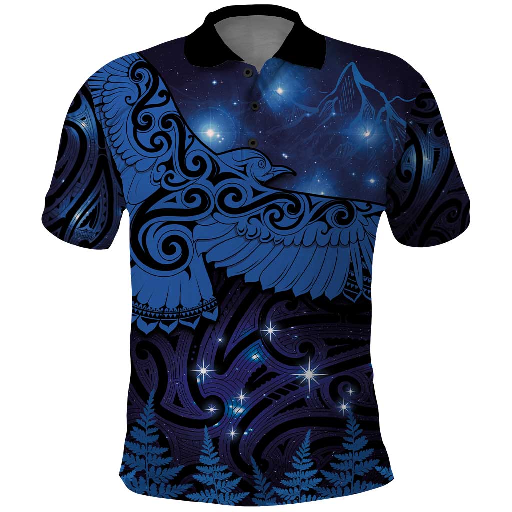 New Zealand Kea Bird Polo Shirt Maori Tattoo and Silver Fern Matariki Style