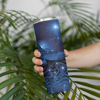 New Zealand Kea Bird Skinny Tumbler Maori Tattoo and Silver Fern Matariki Style