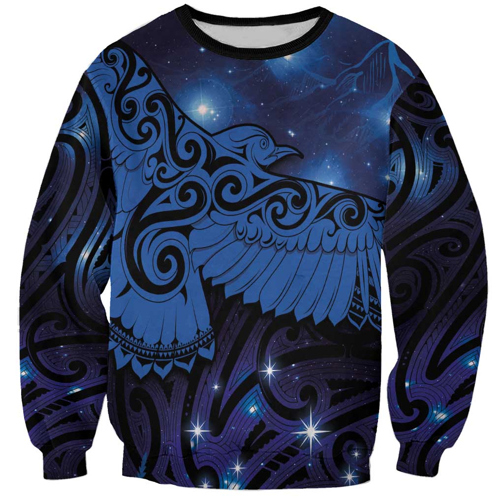 New Zealand Kea Bird Sweatshirt Maori Tattoo and Silver Fern Matariki Style