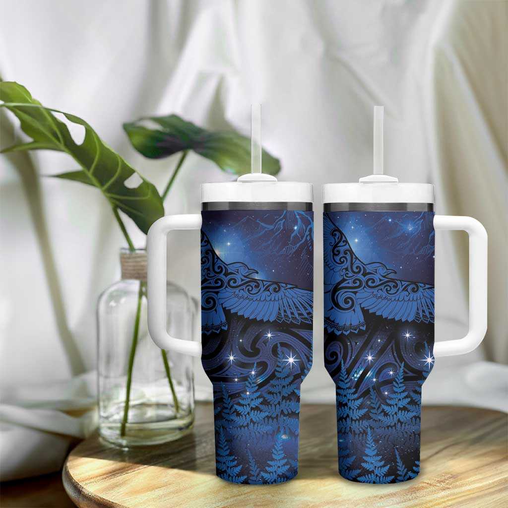 New Zealand Kea Bird Tumbler With Handle Maori Tattoo and Silver Fern Matariki Style