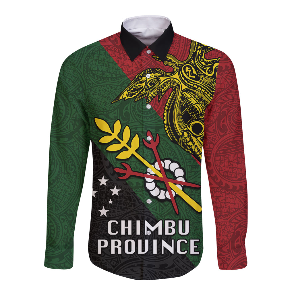 Papua New Guinea Chimbu Province Long Sleeve Button Shirt PNG Birds Of Paradise Polynesian Arty Style LT03 Unisex Green - Polynesian Pride
