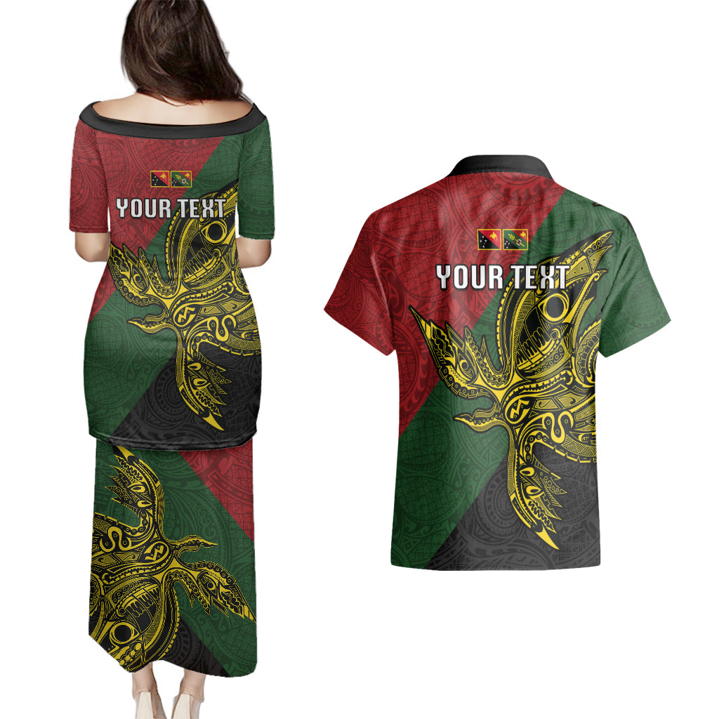 Custom Papua New Guinea Chimbu Province Couples Matching Puletasi Dress and Hawaiian Shirt PNG Birds Of Paradise Polynesian Arty Style LT03 - Polynesian Pride