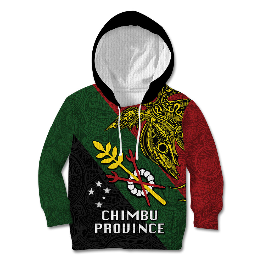 Custom Papua New Guinea Chimbu Province Kid Hoodie PNG Birds Of Paradise Polynesian Arty Style LT03 Green - Polynesian Pride