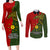 Papua New Guinea Eastern Highlands Province Couples Matching Long Sleeve Bodycon Dress and Long Sleeve Button Shirts PNG Birds Of Paradise Polynesian Arty Style LT03 Green - Polynesian Pride