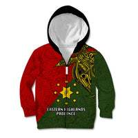 Papua New Guinea Eastern Highlands Province Kid Hoodie PNG Birds Of Paradise Polynesian Arty Style LT03 Zip Hoodie Green - Polynesian Pride