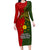 Papua New Guinea Eastern Highlands Province Long Sleeve Bodycon Dress PNG Birds Of Paradise Polynesian Arty Style LT03 Long Dress Green - Polynesian Pride