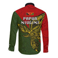Papua New Guinea Eastern Highlands Province Long Sleeve Button Shirt PNG Birds Of Paradise Polynesian Arty Style LT03 - Polynesian Pride