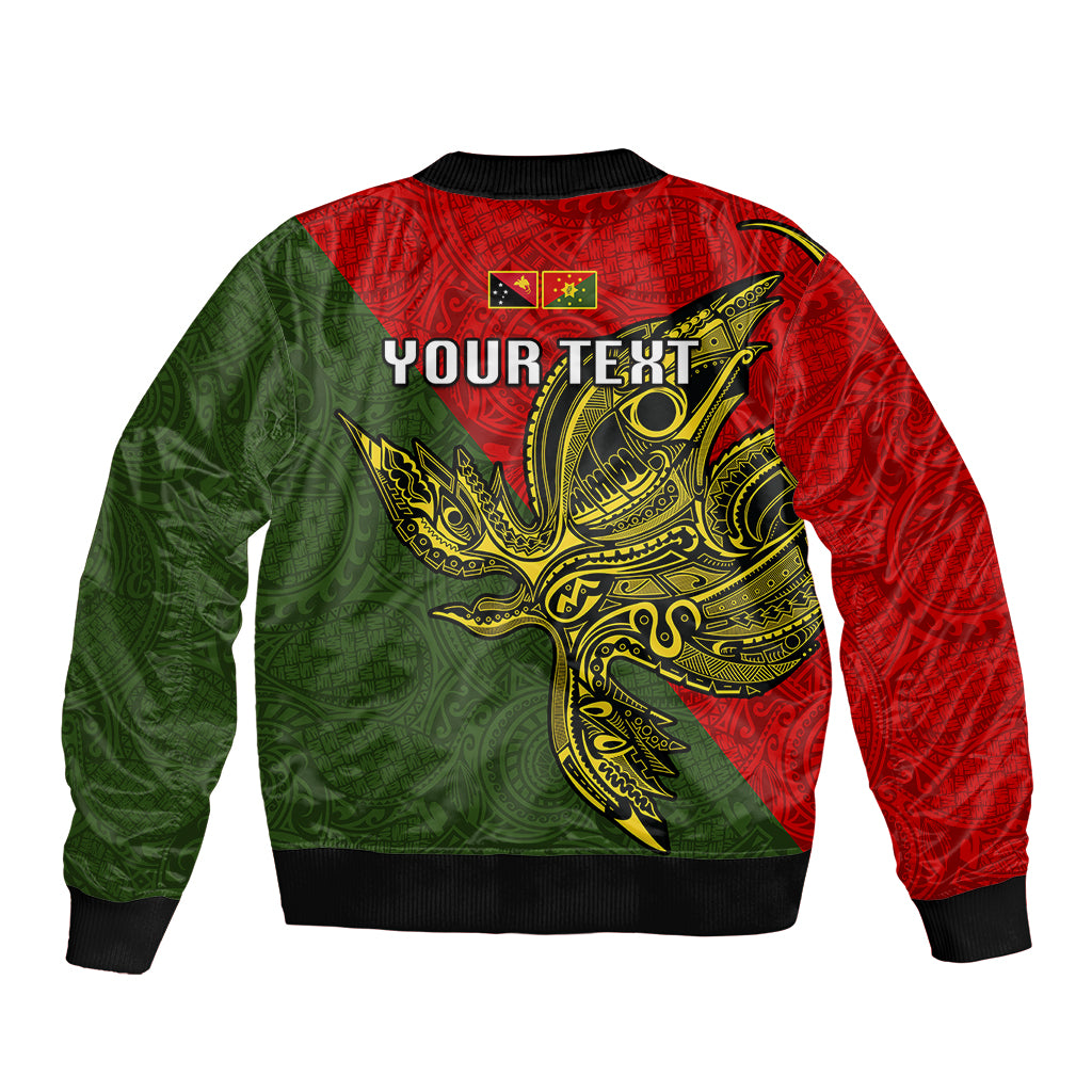 Custom Papua New Guinea Eastern Highlands Province Sleeve Zip Bomber Jacket PNG Birds Of Paradise Polynesian Arty Style LT03 - Polynesian Pride